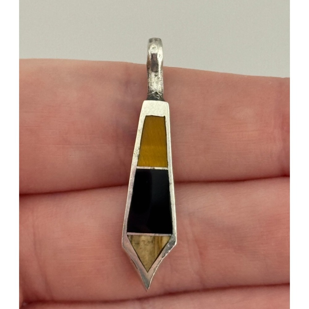 Charles Willie David Rosales Supersmiths Navajo Sterling Silver‎ Inlaid Pendant